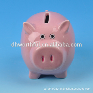 Cheap cute pig shaped ceramic cash box with slot in attractive design